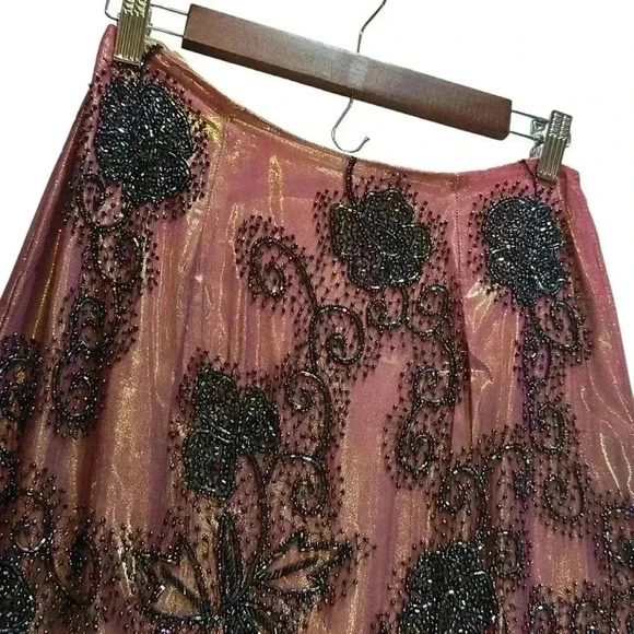 Y2K Je Matadi 100% Silk Beaded Ombré Mermaid Skirt And Halter Top Size Small - Picture 2 of 16